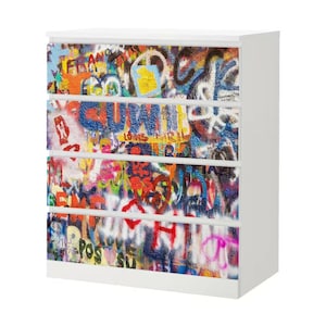 Kommodenaufkleber Malm bunte kreative Graffiti Wand Klebefolie Möbelfolie Folie