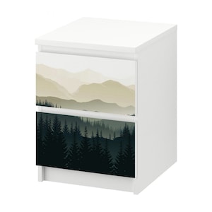 Dresser sticker Malm Minimalist forest seal with mountains furniture foil foil