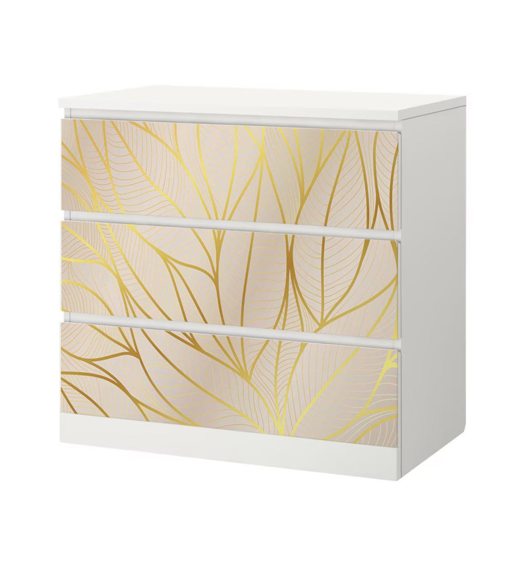 Dresser Stickers Malm Minimalist Leaves Adhesive Film Etsy