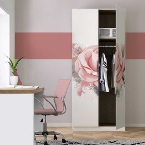 Aufkleber für Pax Klebefoliee Pink Blumen Kunst Möbel IKEA Kommode Möbelfolie selbstklebend Dekofolie Tattoo Aufkleber Folie blasenfrei
