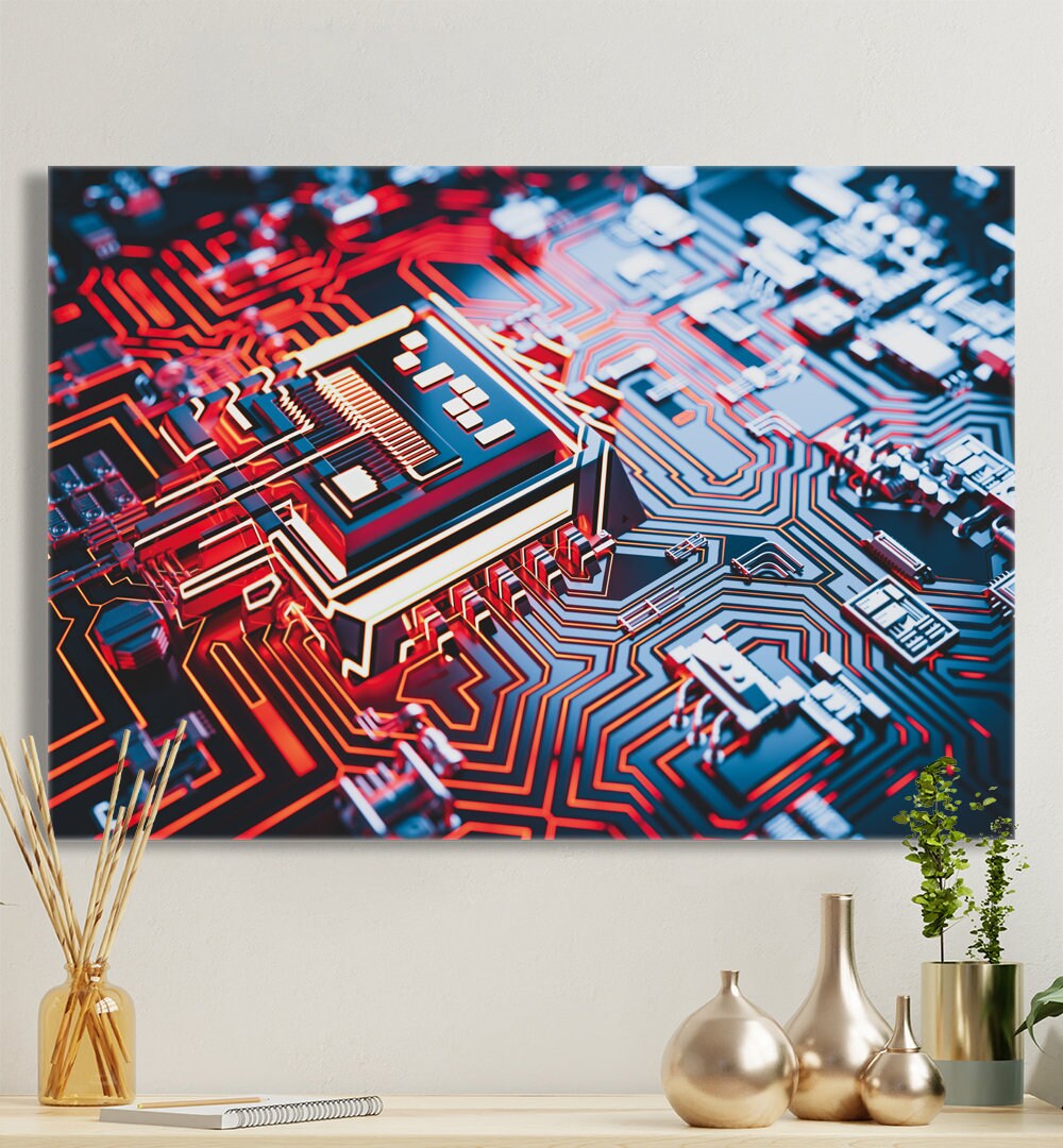 Canvas print circuit board chip stretcher photo
