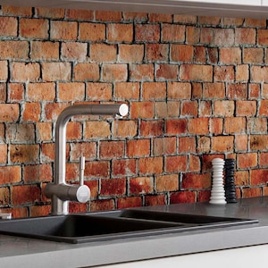 Küchenrückwand selbstklebend Backsteine rot Spritzschutz Folie
