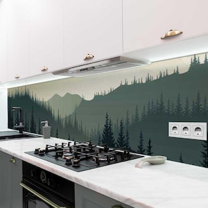 Küchenrückwand selbstklebend Minimalistische Waldlichtung Spritzschutz Folie