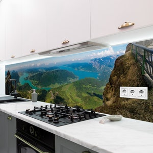 selbstklebende Küchenrückwand Folie ohne bohren Motiv Landschaft 06 | 60cm hoch Klebefolie Küche | Wandschutz Wandtattoo Küchentapete