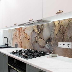 Küchenrückwand selbstklebend Marmor grau gold Spritzschutz Folie