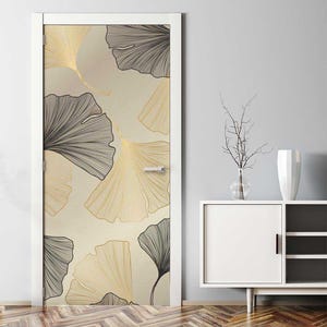 Türtapete Türposter Türfolie fallende Ginko Blätter Muster Türbild Türaufkleber Folie