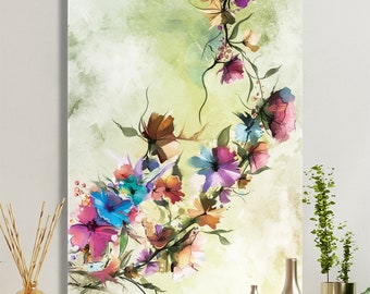 Leinwandbild Bunte Blumenranke Keilrahmen Gemälde