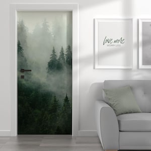 Türtapete Türposter Türfolie nebliger Wald Türbild Türaufkleber Folie