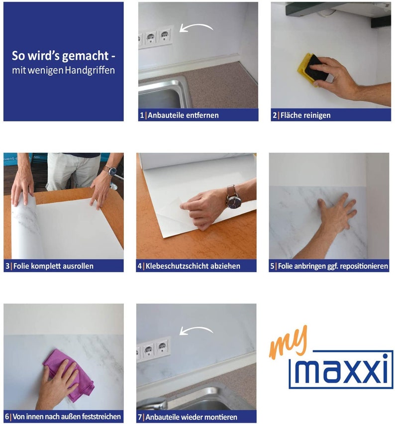 Selfadhesive Kitchen Back Wall Film Without Drilling Etsy