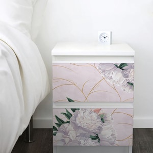 Aufkleber für Malm Klebefolie Blumen Möbel IKEA Kommode Möbelfolie selbstklebend Dekofolie Tattoo Aufkleber Folie blasenfrei bubblefree