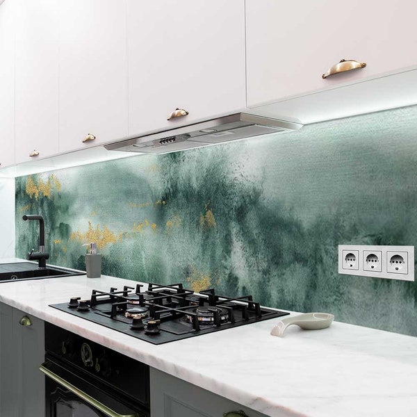 Küchenrückwand Verwischter Marmor Moos selbstklebend Spritzschutz Folie