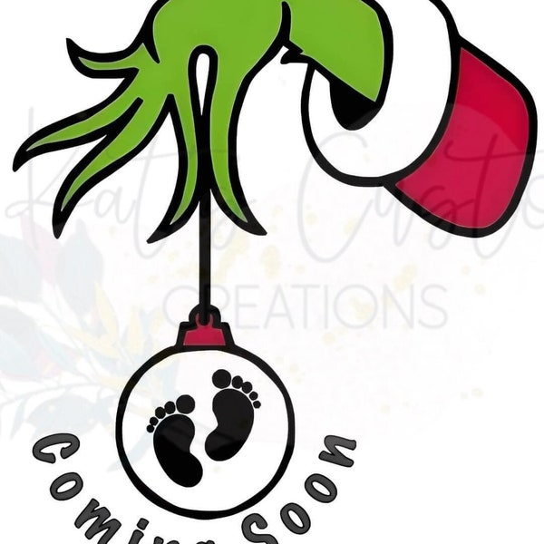 Coming Soon Christmas Baby Announcement | Digital Download | Pregnant | PNG | JPG | The Grinc | Baby Feet | First Time Mom | Boy Mom | Girl