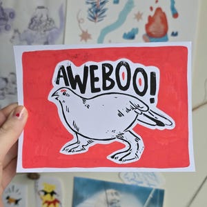 Lámina artística del pájaro Awebo