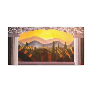 Landscape Painting Wall Art Vinyard Wall Art Yellow Wall Decor For Living Room Art Print Tuscan Landscape Art Wine Wall Hanging