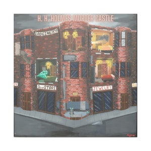 Paranormal Art HH Holmes Murder Castle Art Mystery Wand Kunst Druck Chicago Geschichte Kunst Historische Kunst Geschichten Mysteries Kunst Einzigartige Geschenk Art