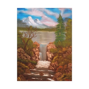 Landscape Painting Waterfall Wall Art Nature Wall Art Water Fall Wall Decor For Living Room Art Print Mountain Landscape Art Wall Hanging