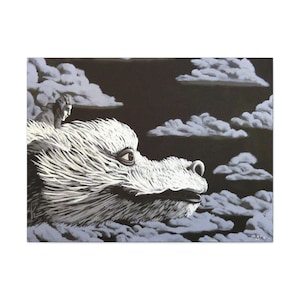 Neverending Story Art Fantasy Art Falcor The Luck Dragon Painting Fantasy Art Painting Wall 80s Movie Art Print Never Ending Story Art Print