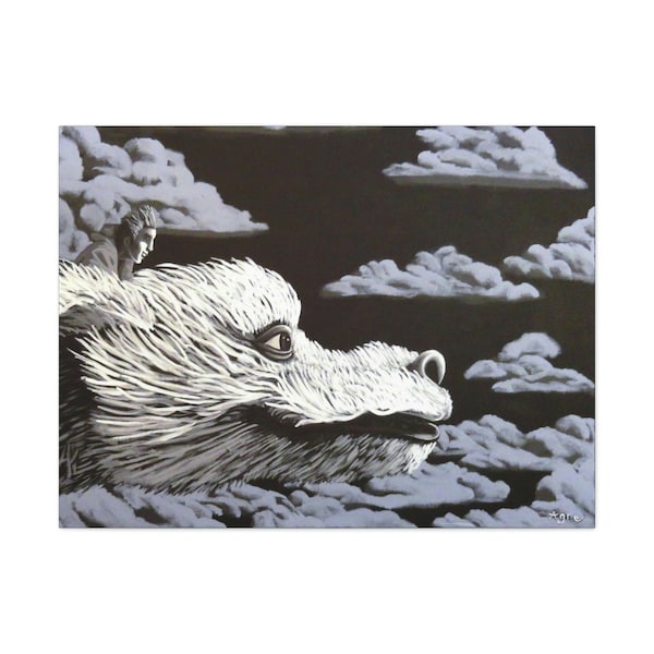 Neverending Story Art Fantasy Art Falcor The Luck Dragon Malerei 80er Jahre Film Kunstdruck Never Ending Story Kunstdruck