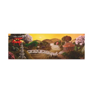 Aziatische landschapsschilderkunst muurkunst natuur muurkunst waterval muur decor voor woonkamer Art Print berglandschap kunst rivier muur hangend