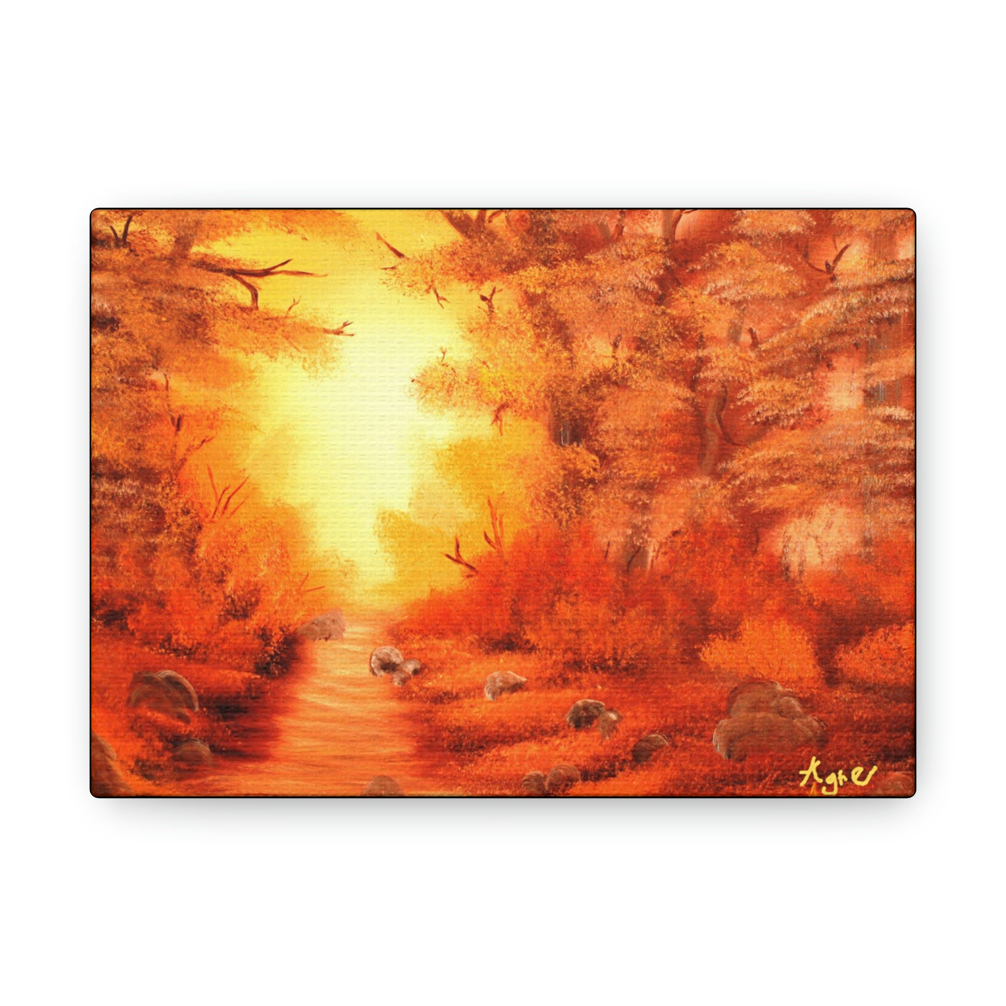 Landscape Painting Wall Art Nature Wall Art Yellow Wall Decor Etsy