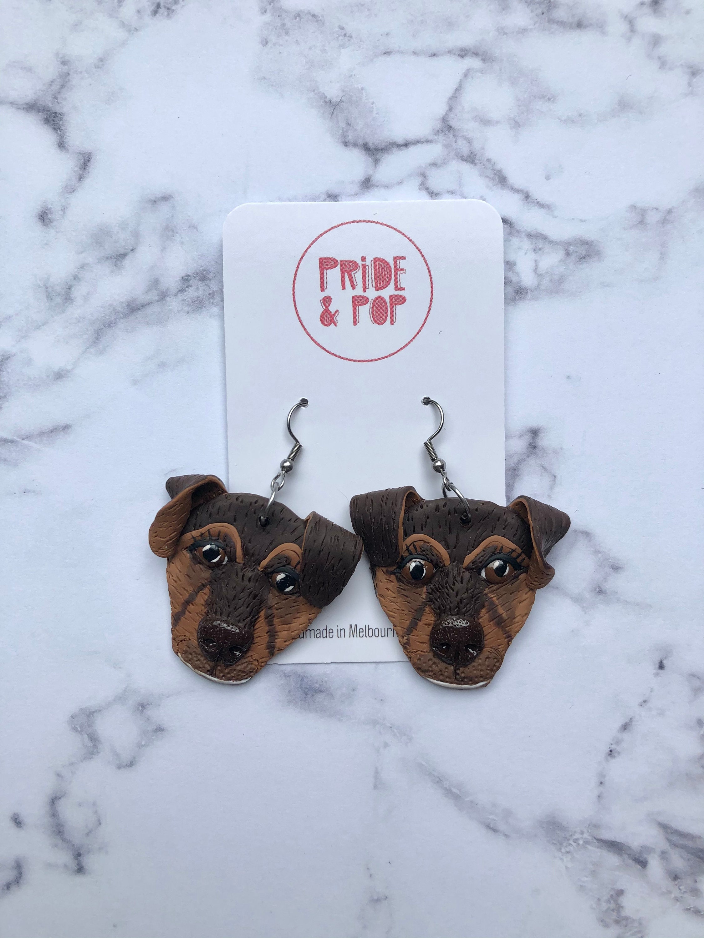 Custom Personalised Pet Earrings Dog Cat Animal Face Dangles Etsy