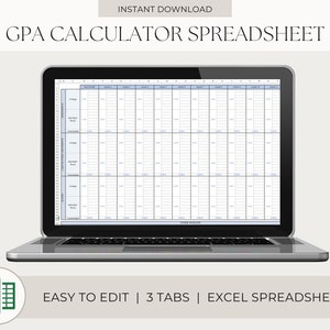 GPA Calculator Excel Spreadsheet | Digital GPA Calculator | GPA Calculator Template