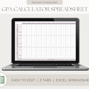 GPA Calculator Excel Spreadsheet | Digital GPA Calculator | GPA Calculator Template