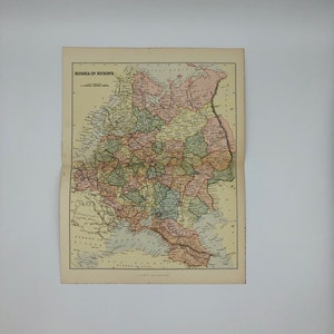 Russland in Europa Karte - Antique Print 1880's.