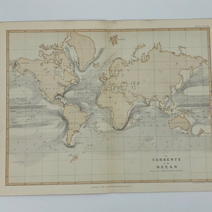 Die Meeresströmungen Karte - Antique Print 1883.