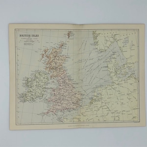 Britische Inseln & Umliegende Meere Karte - Antique Print 1885.