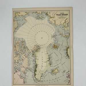 North Polar Regions Map - Antique Print.