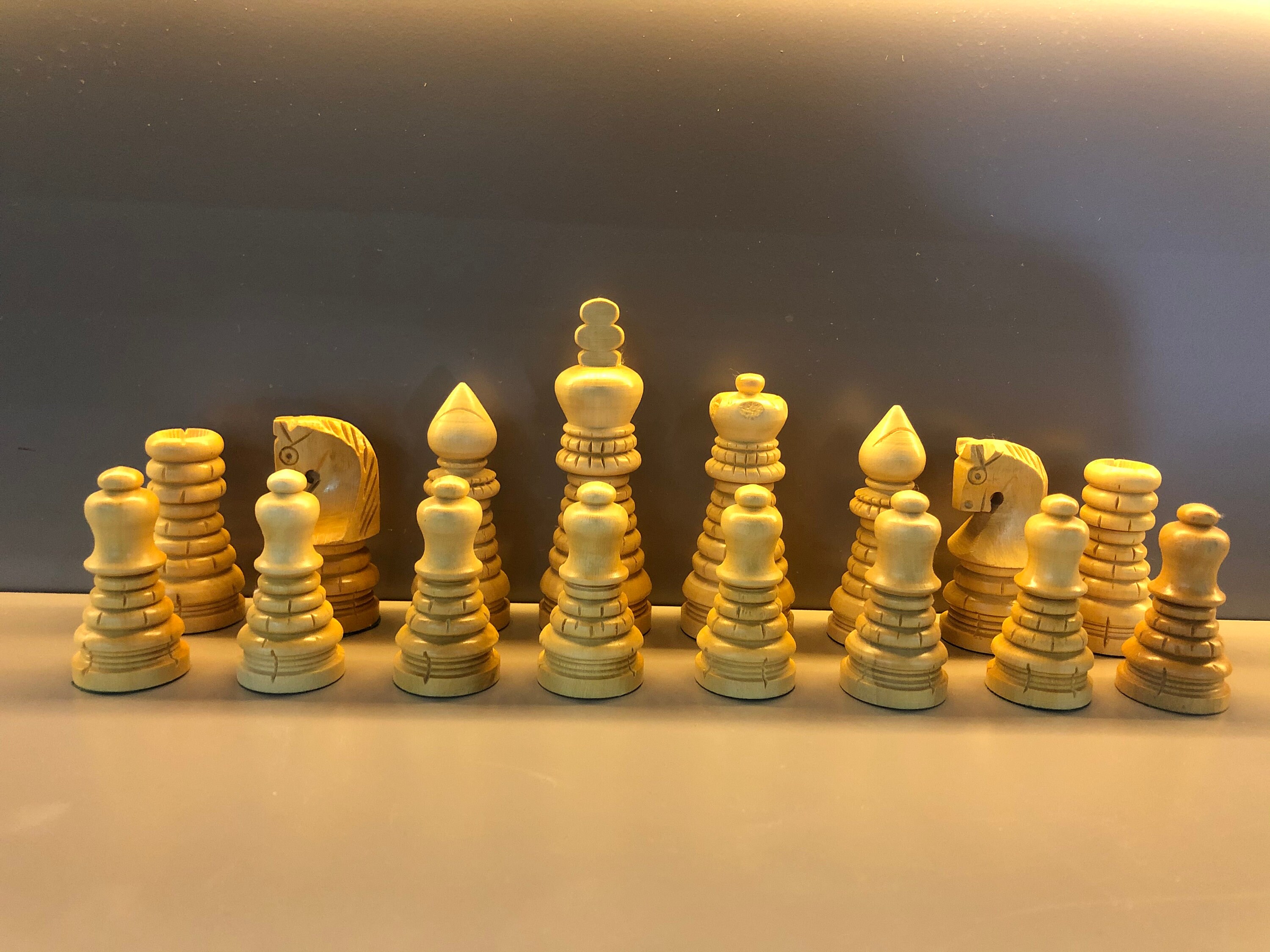 Hand Craft Wood Chess Set / Brics Carved 3.36 inches with Free Etsy