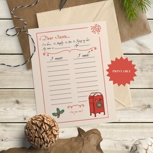 Weihnachtswunschliste | Brief an den Weihnachtsmann | Weihnachtswunschliste | Weihnachten Printable für Kinder | Wunschliste Urlaub | DRUCKBAR