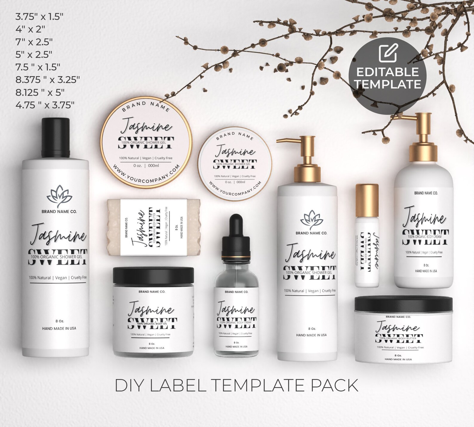 Editable Cosmetic Labels DIY Body Product Labels DIY Etsy