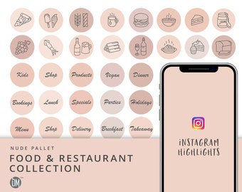 Instagram Highlight Restaurant Icons Red Story Covers food business Instagram Highlights Restautant shipping and delivery food media