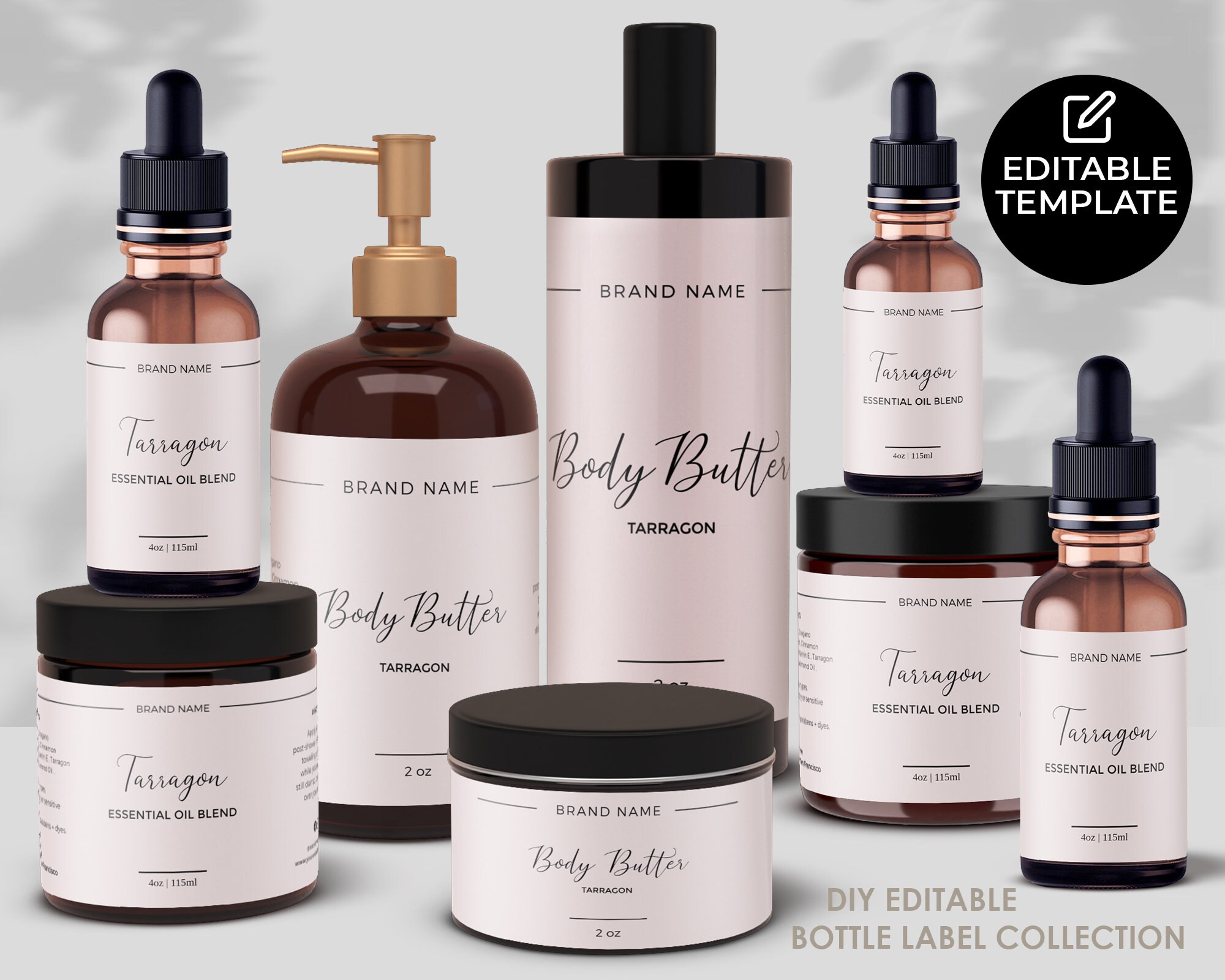 DIY Editable Skincare Product Labels 1oz / 2oz / 4oz / 8oz Etsy