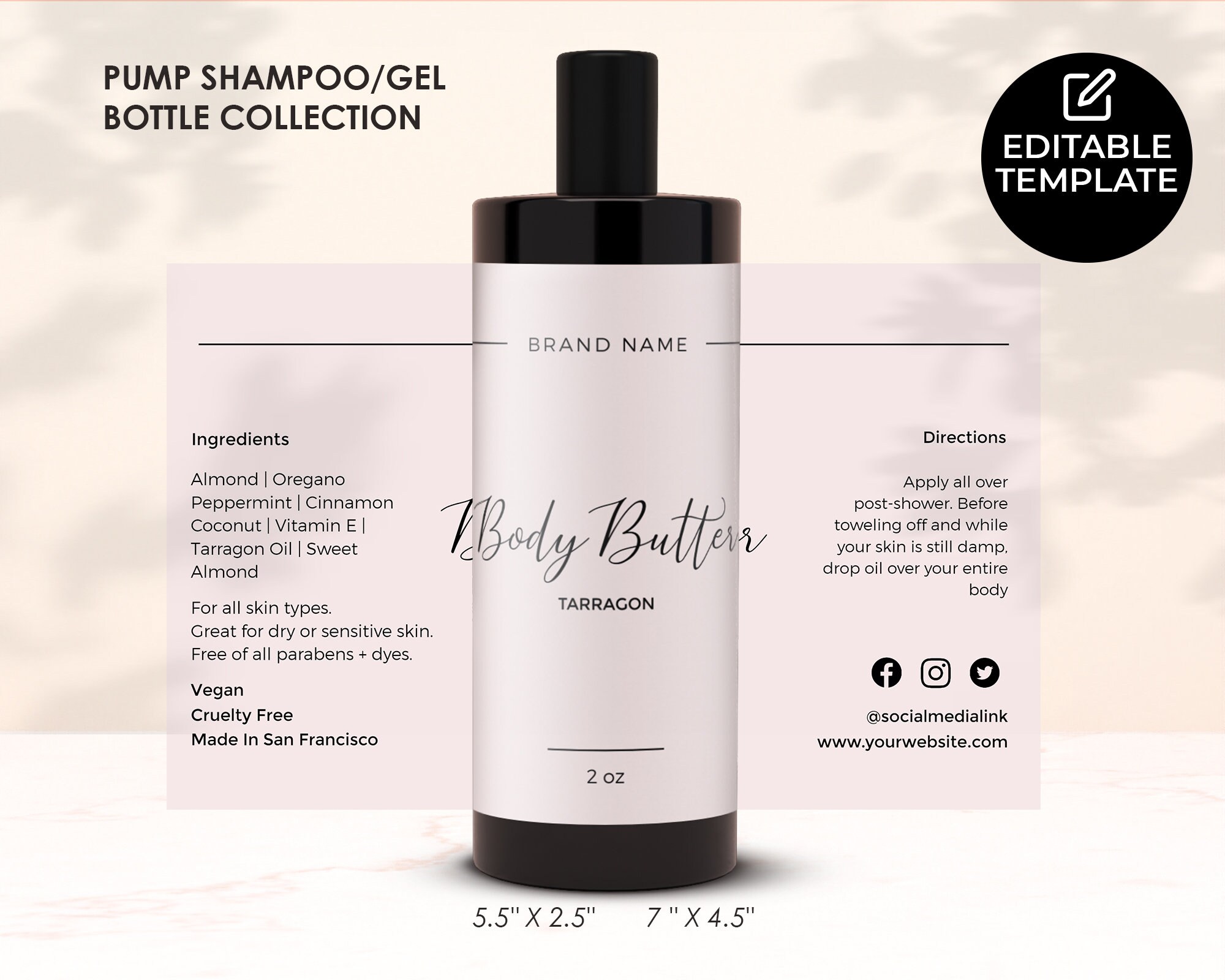 diy editable skincare product labels 1oz 2oz 4oz 8oz etsy