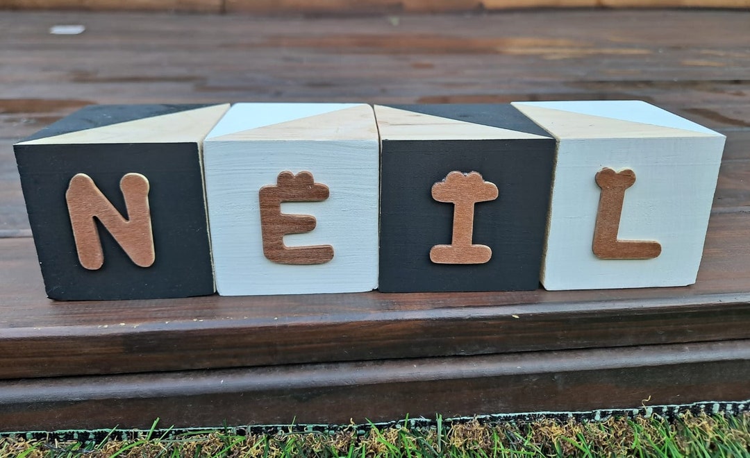 Wooden Block Name Etsy