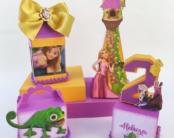 Rapunzel Birthday ,  favor box, Personalized party decor, tangled birthday Pack 20 box