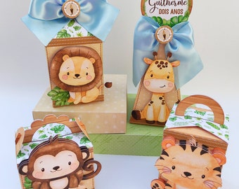 safari party favor box, Personalized party decor,  birthday Pack 20 box