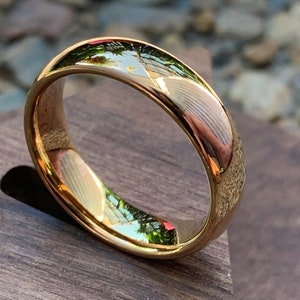 Rose Gold Tungsten Ring, Men’s Tungsten Carbide Wedding Band, 6mm or 8mm.
