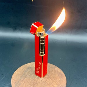 Luxury Slim Lighter Red flip top side grind flint refillable butane adjustable flame