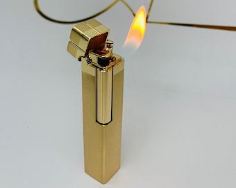 Luxury Slim Lighter Gold flip top side grind flint refillable butane adjustable flame