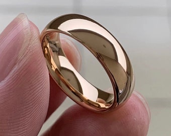 Mens Rose Gold Ring Tungsten carbide 8mm/6mm wedding band