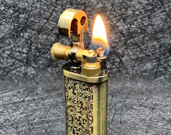 Bronze Engraved Lighter Flint Wheel Kerosene Steampunk Design