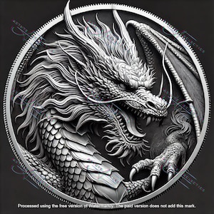 Earth Dragon Münzenmedaillon Designdatei - Faserlaser PNG / JPEG / Lightburn für CNC und Lasergravur - Sofortiger digitaler Download