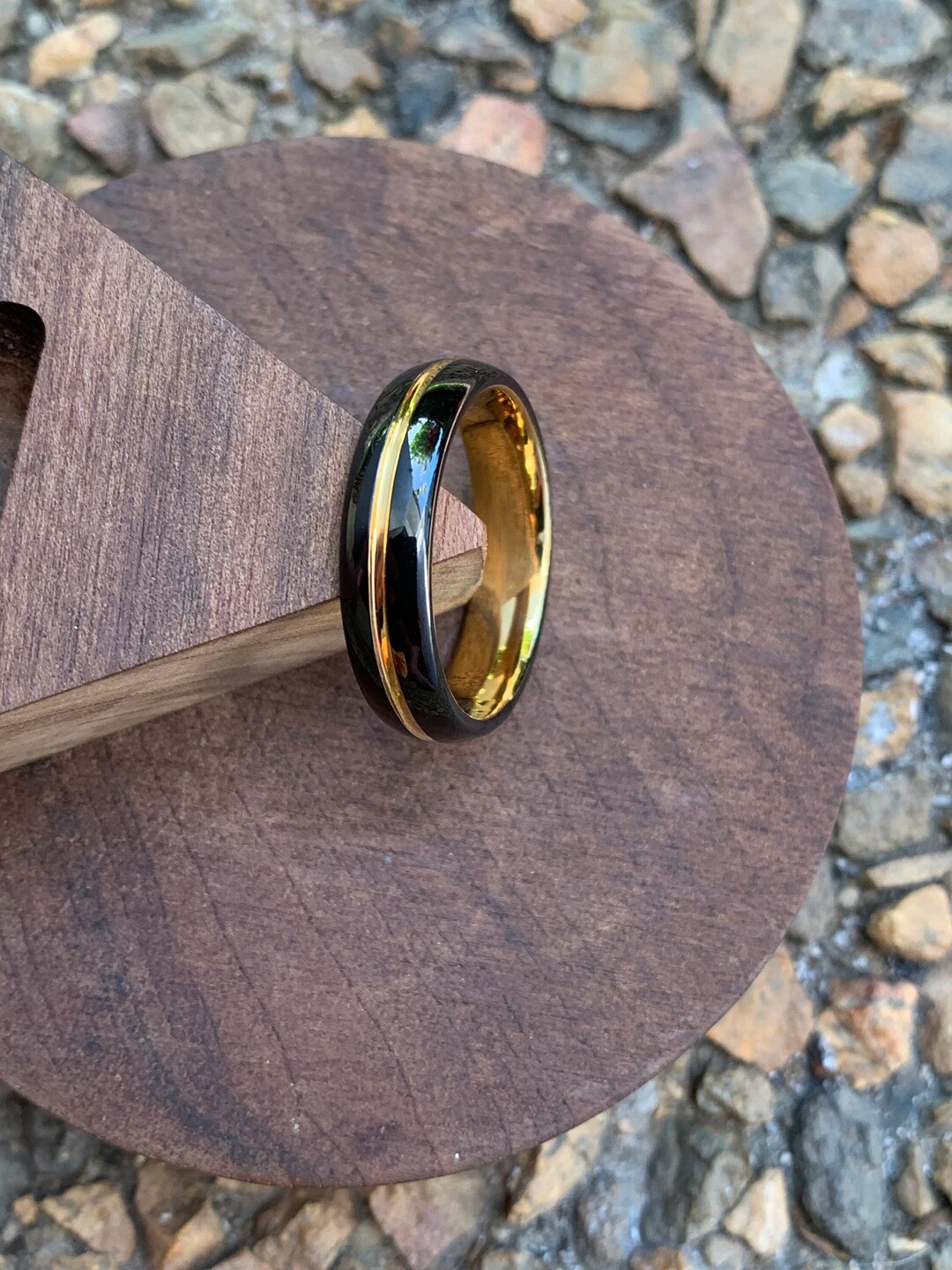 Black & Gold Male Ring, 6mm Tungsten Wedding Band. Etsy