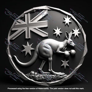 Fichier de conception de pièce de monnaie kangourou australien - SVG/DXF/Lightburn patriotique pour gravure CNC et laser - téléchargement numérique instantané