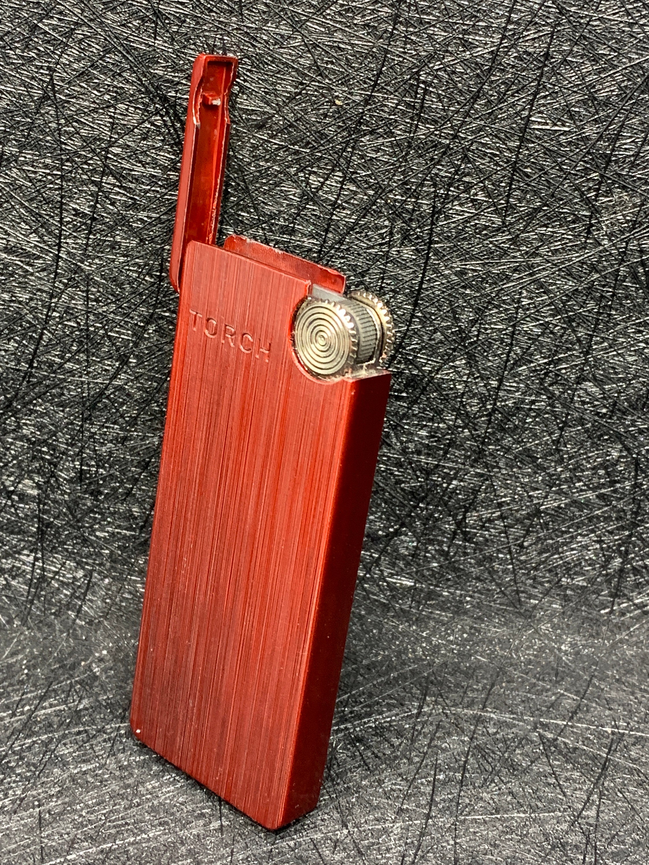 Flint jet lighter, black flip top refill butane jet torch single flame