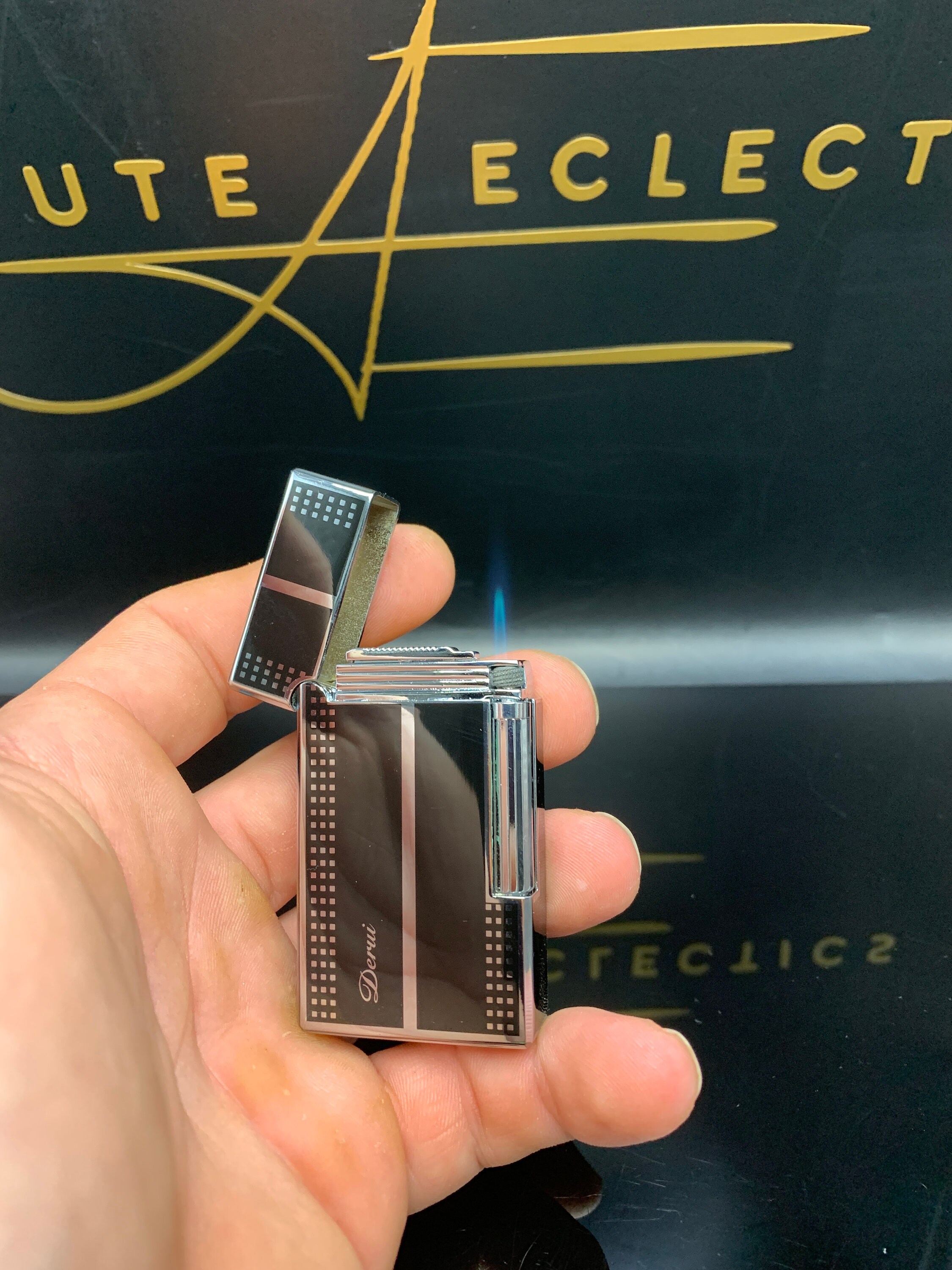 Flint Jet Lighter Black Flip Top Butane Jet Torch Adjustable Etsy